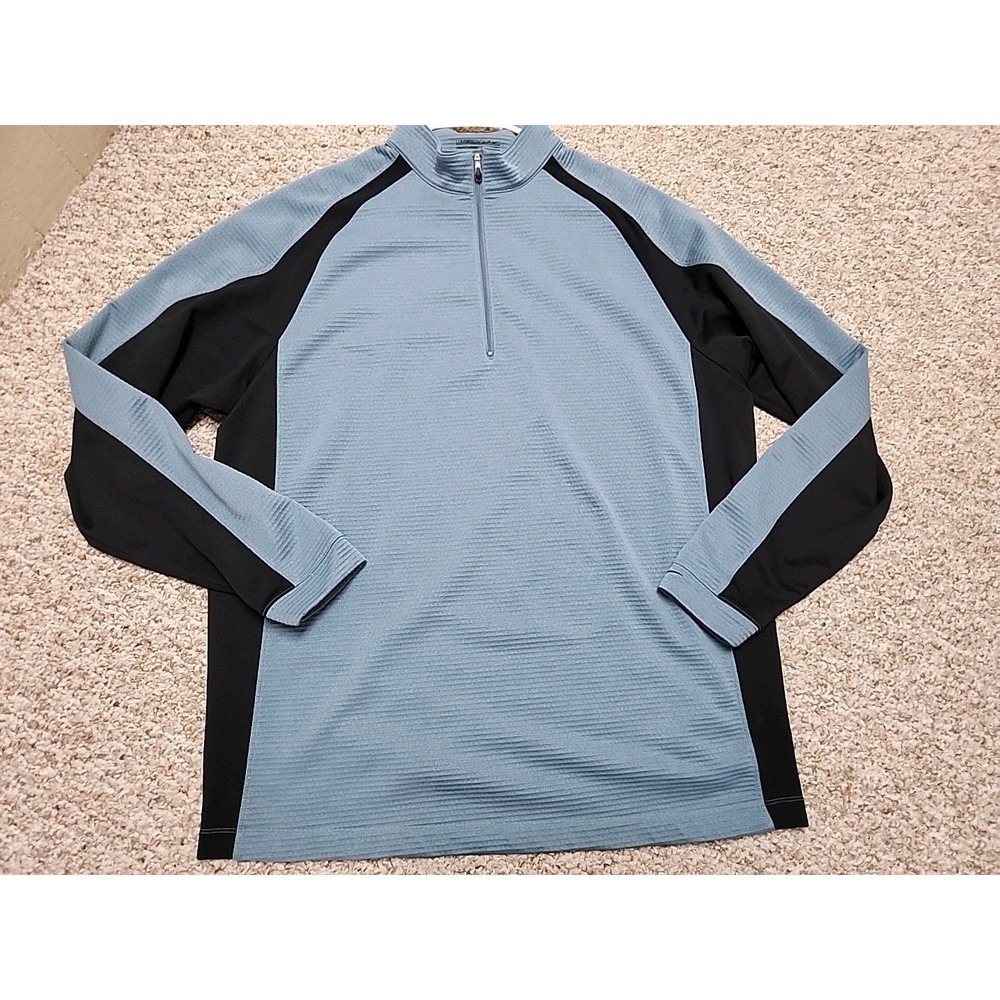 Nike Golf Therma Pullover XXL Blue Black 1/4 Zip Long Sleeve Nike Fit Textured